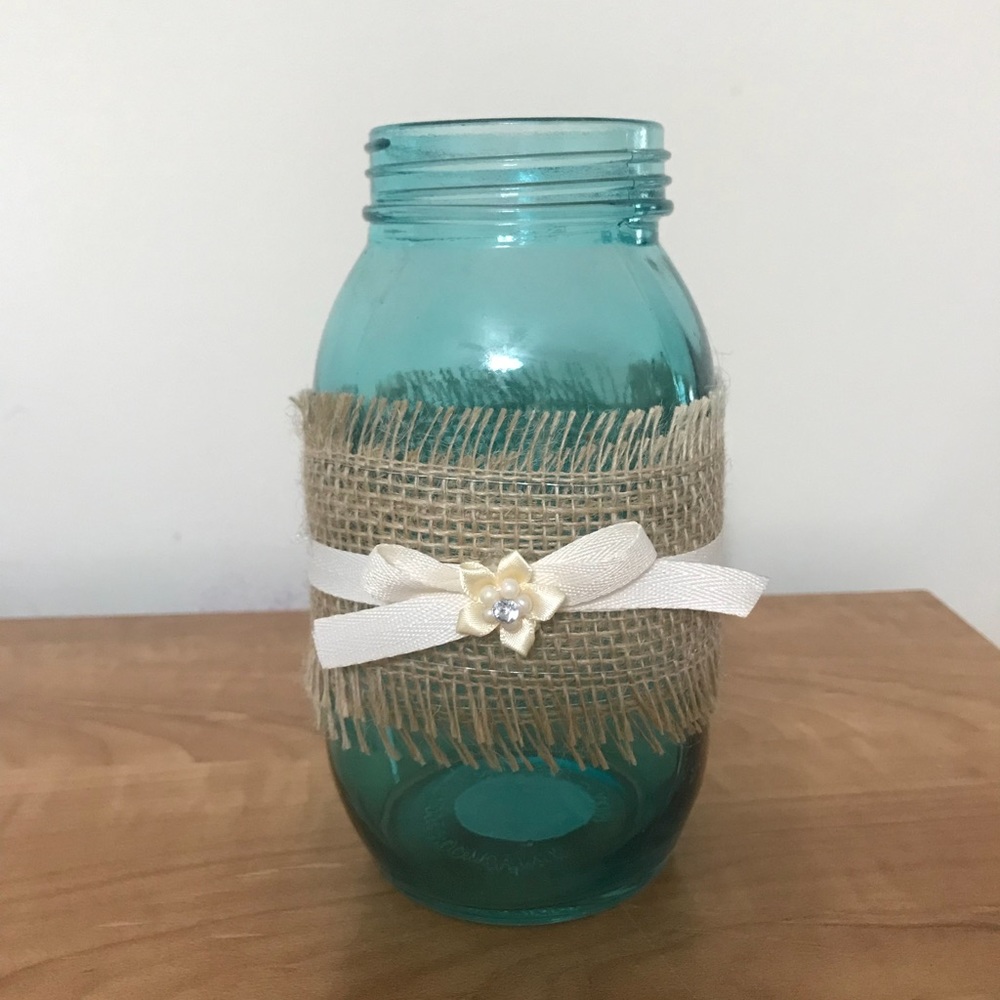 Blue decorative mason jars